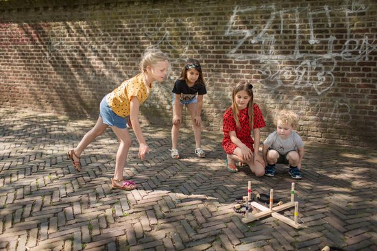 BS Toys Ringwerpen Werpspel - Buitenspeelgoed vanaf 6 Jaar - Ring Gooien - Werpspel kinderen - 5 Ringen - 50x50x10 cm - Ring Toss - Werpspel hout - Spelletjes kinderen - Buiten speelgoed - Buitenspel - Buiten Spellen - Tuin Speelgoed - Cadeau kind