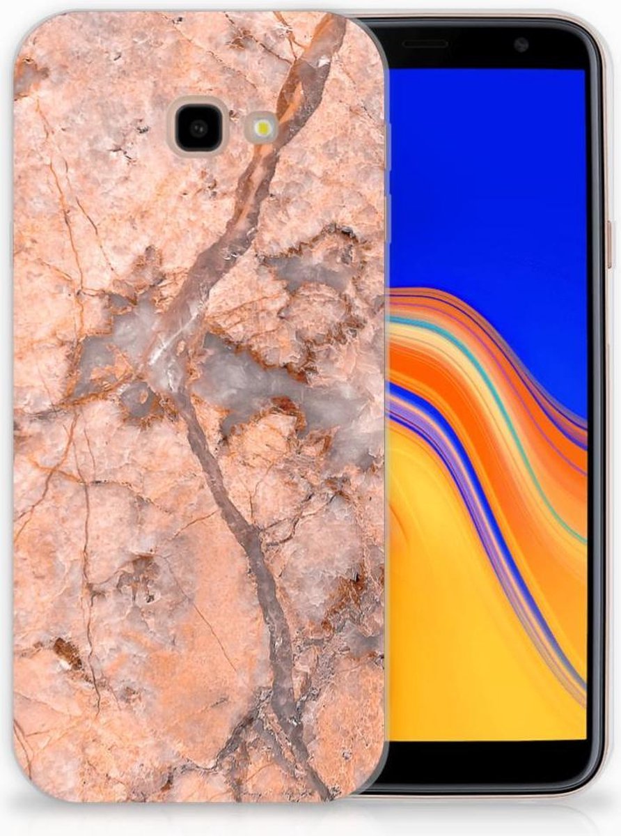 Samsung Galaxy J4 Plus (2018) TPU Siliconen Hoesje Marmer Oranje