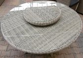 Tartano Tafel 120cm incl. Lazy Susan Off White Wicker HM15 (LZ apart verpakt)