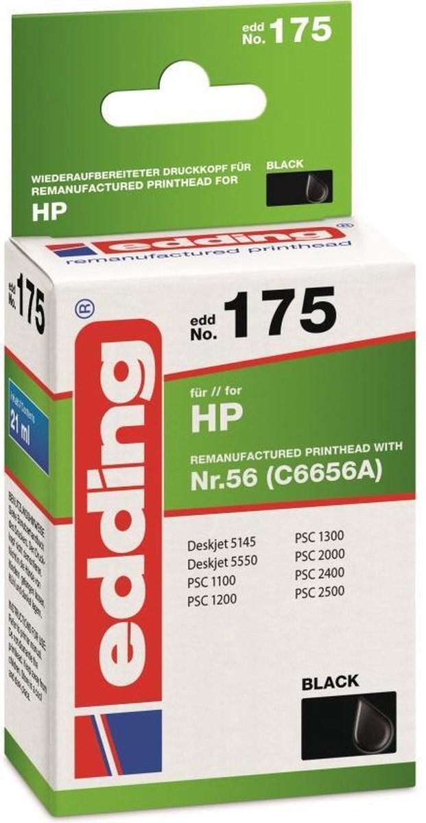 Edding Inktcartridge vervangt HP 56, C6656A Compatibel Zwart EDD-175 18-175