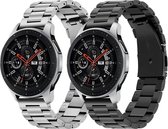 YONO Schakel Bandjes 22mm - RVS Horlogebandjes geschikt voor Samsung Galaxy Watch 46mm – 45mm – Huawei Watch GT 2 / 3 (Pro) – Polar Grit X - Zwart en Zilver - 2-pack