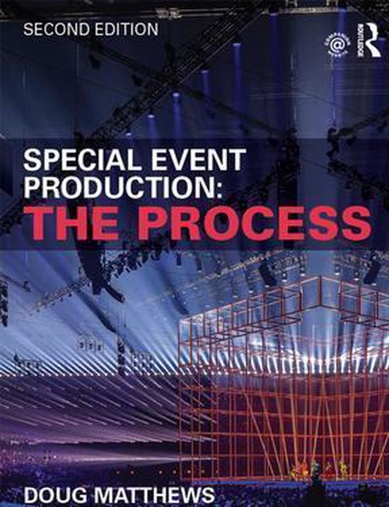 Boek "Special Event Production: The Process", tweede editie, met een podium met lichten.