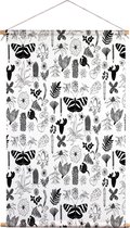 We Maqe textielposter zwart-wit botanische dieren Valesca 45x70 cm