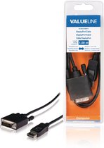 Valueline VLCB37200B10 Displayport-kabel Displayport Mannelijk - Dvi-d 24 + 1-pins Mannelijk 1,00 M Zwart