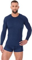 Brubeck | Thermo Ondergoed Heren - Active Wool Shirt met Merino Wol Lange Mouw - Marineblauw M