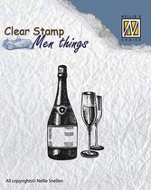 CSMT003 Wine Clearstamp stempel Nellie Snellen Men things mannen wijn wijnglazen
