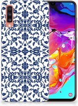 Case Cover pour Samsung Galaxy A70 Coque Téléphone Fleur Bleue