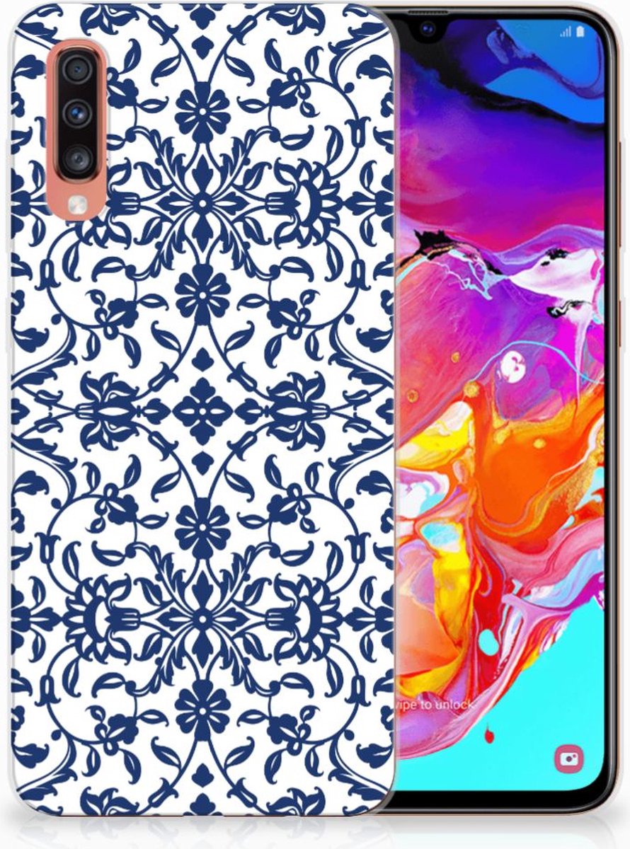 Samsung Galaxy A70 TPU Case Flower Blue