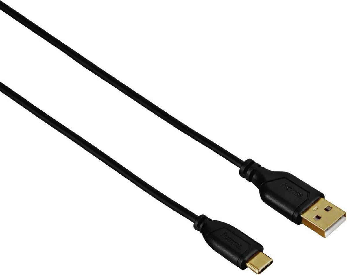 Hama 0.75m, USB2.0-C/USB2.0-A USB-kabel 0,75 m USB C USB A Zwart