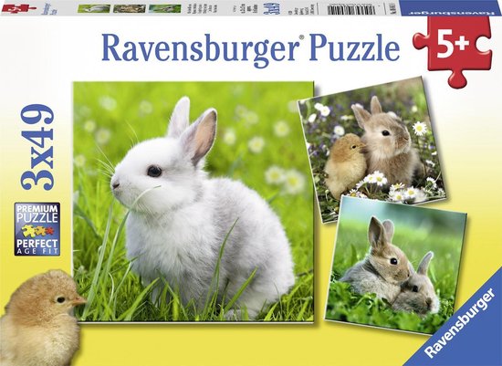 Ravensburger puzzel Schattige konijntjes - Drie puzzels - 49 stukjes -  kinderpuzzel | bol.com