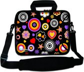 Sleevy 15,6 laptoptas hartjes, sterren en bloemetjes