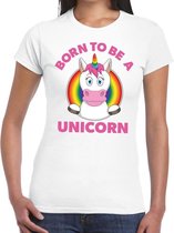 Born to be a unicorn gay pride t-shirt - wit regenboog shirt voor dames - gay pride L