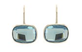 Behave Dames oorbellen zilver-kleur met steen blauw 2,5 cm