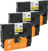 3x Labeltape voor Brother TZe-631 12mm / Zwart op geel / 12mm x 8m / Compatibele met TZ-631 voor Brother P-Touch 1000