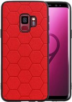 Hexagon Hard Case - Telefoonhoesje - Backcover Hoesje - achterkant hoesje - Geschikt voor Samsung Galaxy S9 - Rood