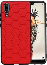 Hexagon Hard Case - Telefoonhoesje - Backcover Hoesje - achterkant hoesje - Geschikt voor Huawei P20 - Rood
