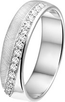 The Jewelry Collection Ring Gescratcht Zirkonia - Zilver