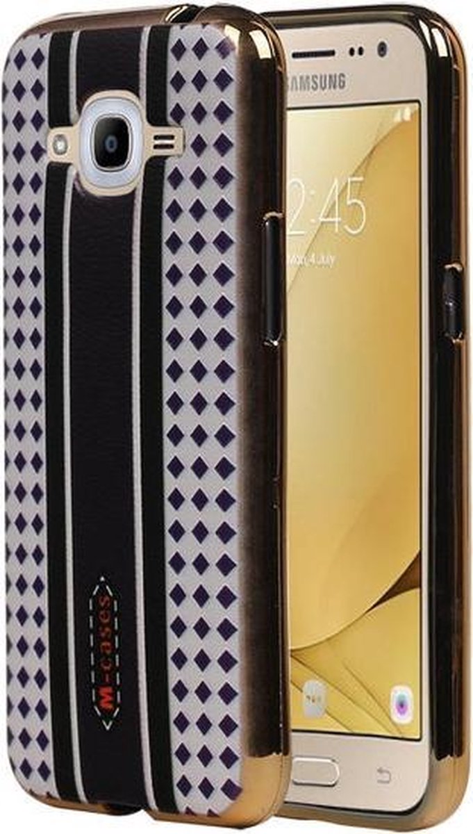 M-Cases Bruin Paars Ruit Design TPU back case hoesje voor Samsung Galaxy J5 2016