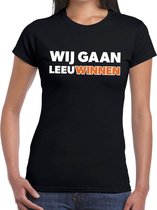 Nederland supporter t-shirt Wij gaan Leeuwinnen zwart dames - oranje landen kleding L