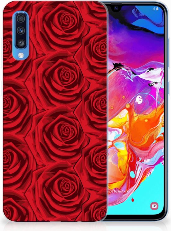 Geschikt voor Samsung Galaxy A70 TPU-siliconen Hoesje Red Roses