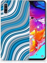 Geschikt voor Samsung Galaxy A70 TPU Siliconen Hoesje Design Waves Blue