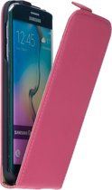 Roze Lederen Flip Case Cover Hoesje Samsung Galaxy S6 Edge