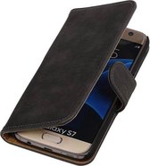 Mobieletelefoonhoesje.nl - Samsung Galaxy S7 Edge Hoesje Hout Bookstyle Grijs