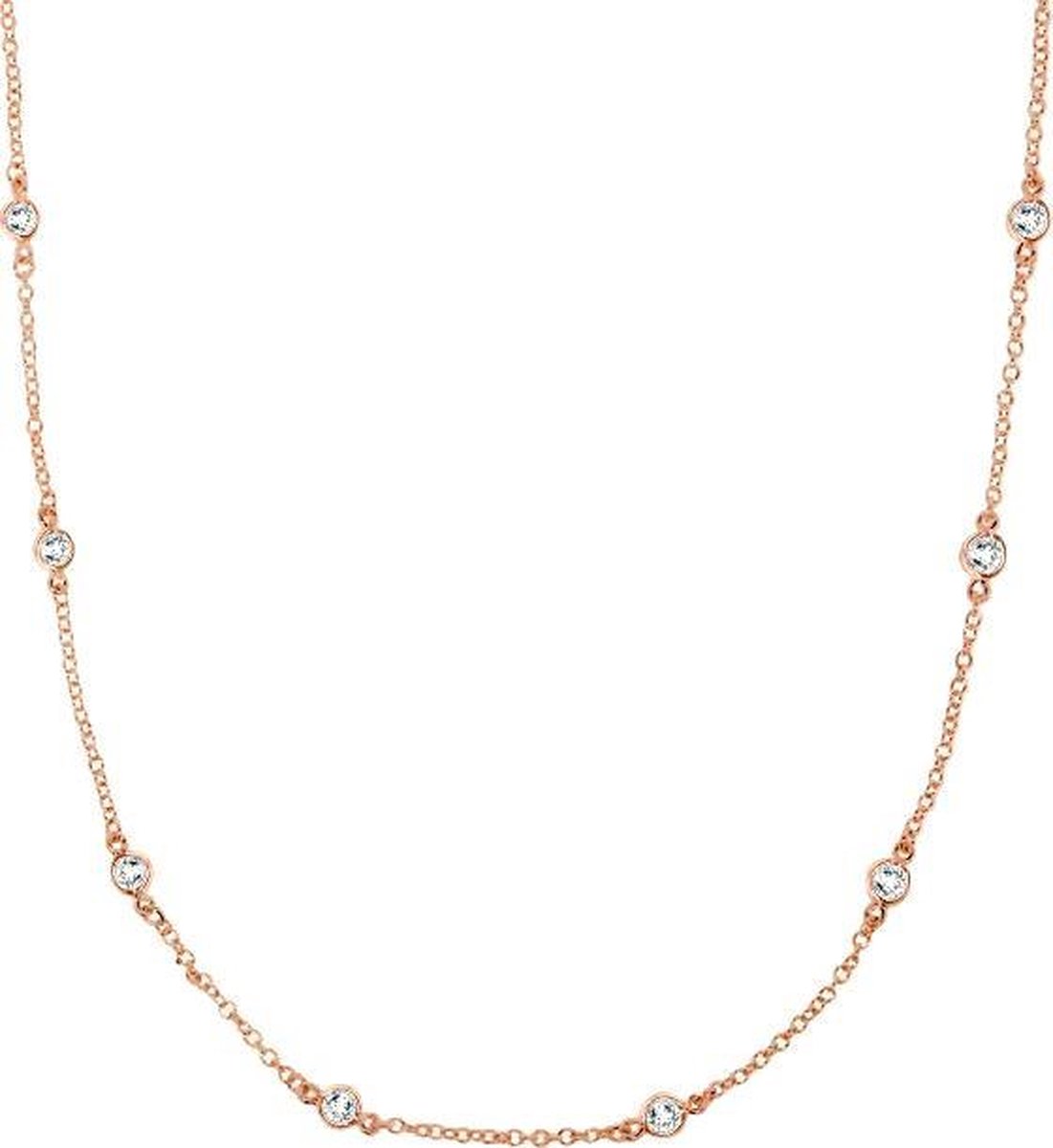 Fate Jewellery Ketting FJ494 - Crystal dots - 925 Zilver - Rosé verguld - Ingelegd met Zirkonia kristallen