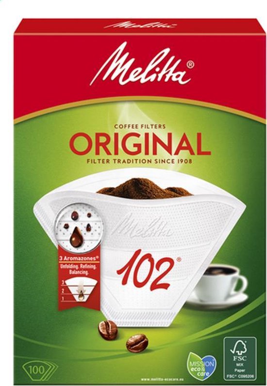 haakje rand straffen Melitta - Original - koffiefilters - maat 102 - 100 filters | bol.com