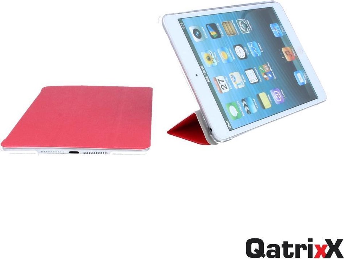 Luxe Smart Case Cover met Achterkant Back Cover Red Rood voor Apple iPad Mini 4