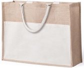 Jute/katoenen naturel shopper/boodschappen tas 44,5 cm - Stevige boodschappentassen/shopper bag