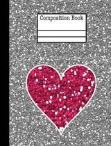 Glitter Heart Composition Notebook - 5x5 Graph Paper