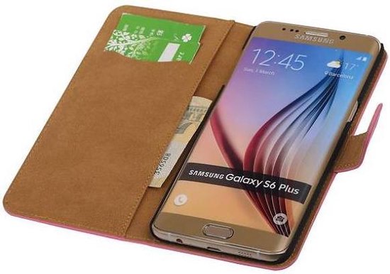 Coque Samsung Galaxy S6 Edge Plus Plain Bookstyle Rose