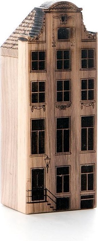 Wooden Amsterdam Amsterdams Grachtenpand - Herengracht 420 - Walnoot - Product Grootte: M (4.9 x 12.7 x 4 cm)