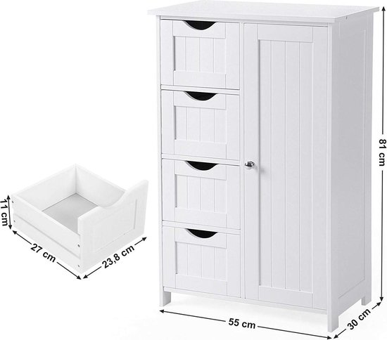Songmics - Kast met 4 Korven en Deur - Wit