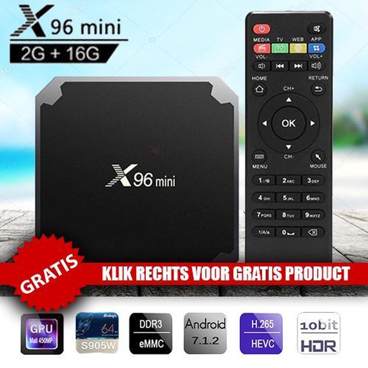 X96 Mini Android 7.1.2 Tv Box 2gb RAM + 16GB ROM + Gartis Bluetooth Mini Keyboard