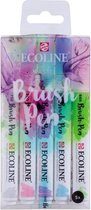 Ecoline “Pastel” Brushpennen set van 5 in een Zipperbag