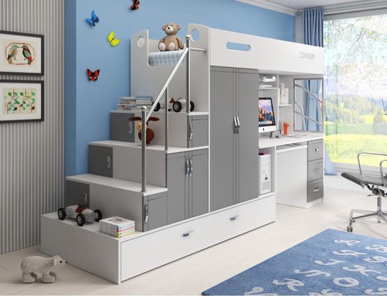 Hoogslaper met bureau en kast Multi Straight