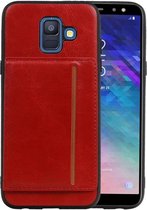 Rood Staand Back Cover 1 Pasjes voor Samsung Galaxy A6 2018