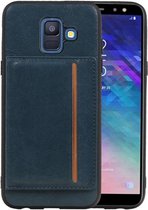 Navy Staand Back Cover 1 Pasjes voor Samsung Galaxy A6 2018