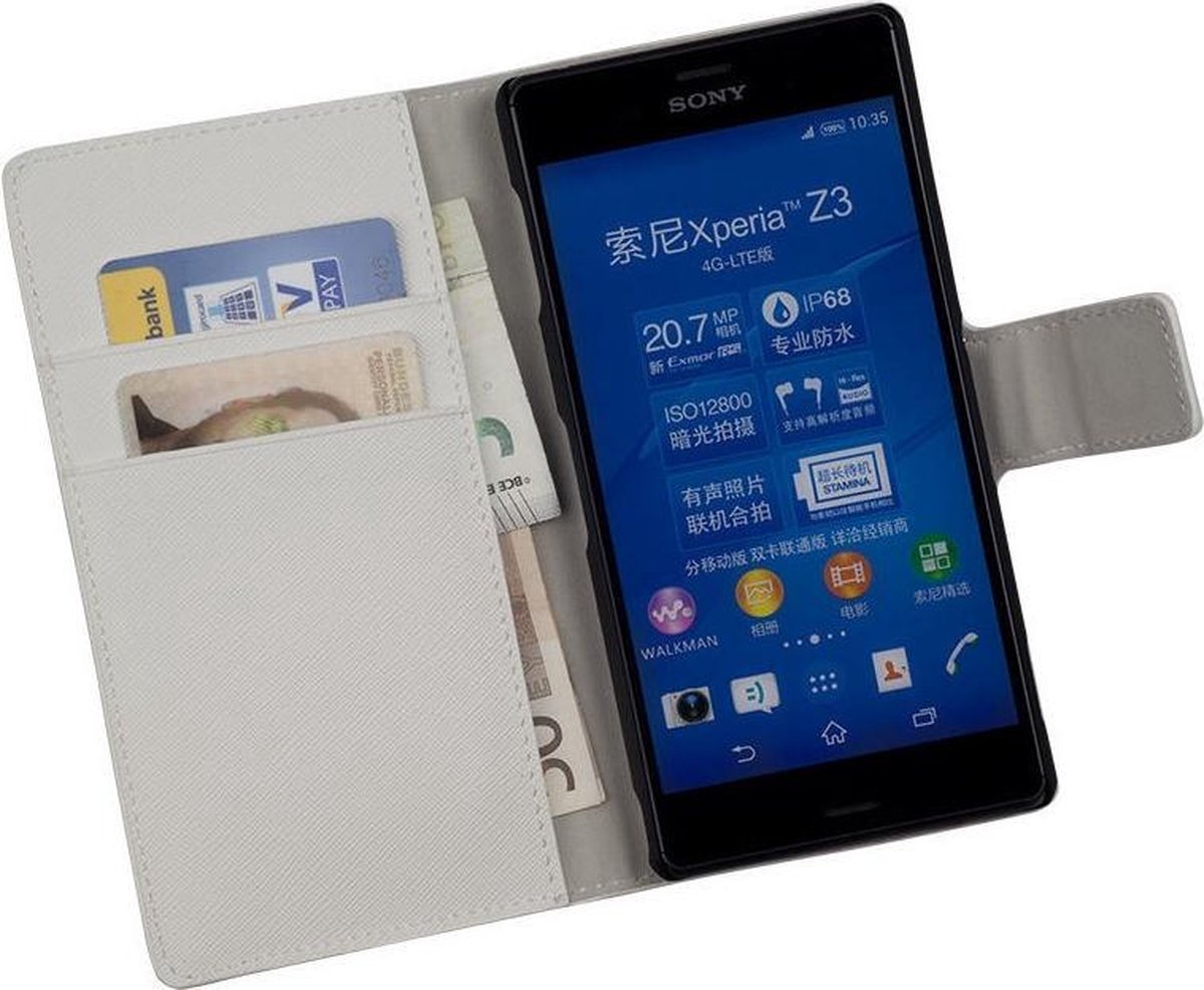 Lelycase Sony Xperia Z3 Bookcase Wallet Cover Hoesje Wit