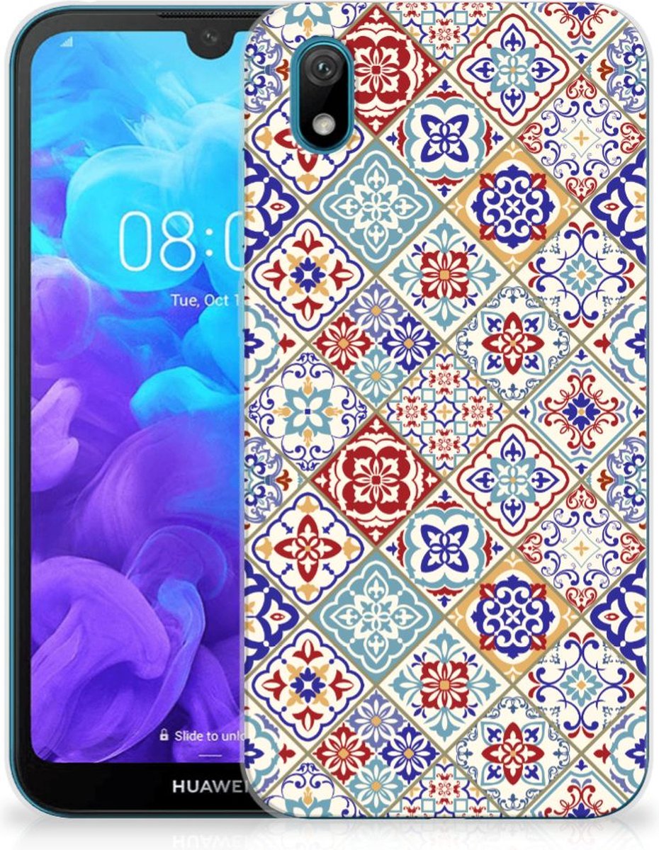 Huawei Y5 (2019) TPU Siliconen Hoesje Tiles Color