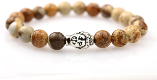 Heren Armband Jaspis Natuursteen  - Kralen Armband - Boeddha