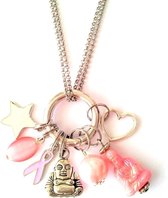 Lucky Pink Buddha Charm ketting voor Pink Ribbon
