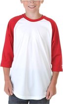 Badger Sport Jongens 3/4 mouw Honkbal Ondershirt - White/Red - Youth Small
