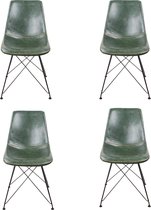 DS4U® Ambra stoel - eetkamerstoel - industrieel - PU leer - metaal - groen - zwart - set van 4