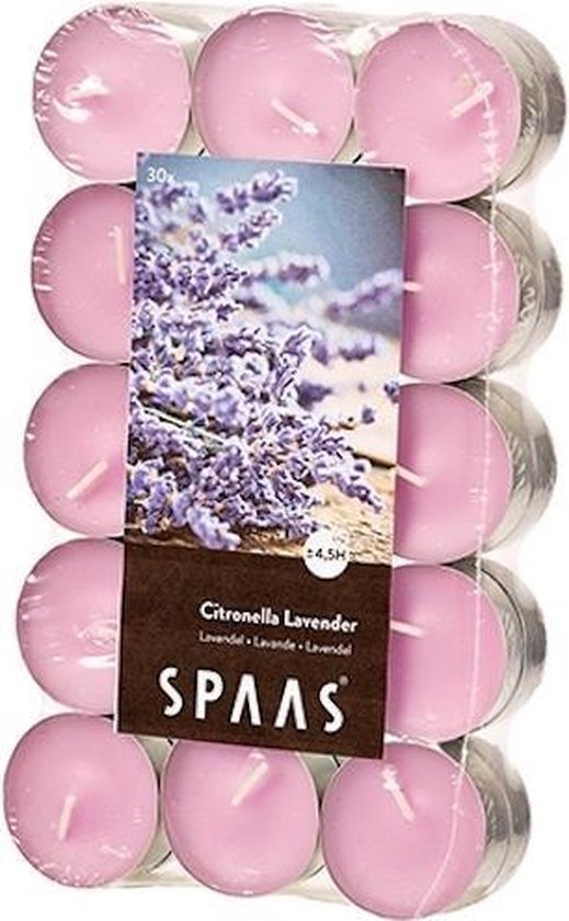 Spaas Citronella Waxlinelichtjes - Lavender Pink - 30 Stuks