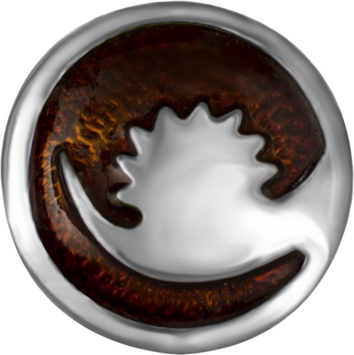 Quiges - Dames Click Button Drukknoop 18mm Ornament Bruin - EBCM006