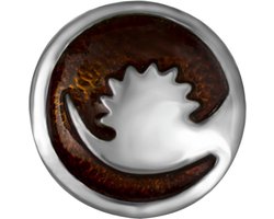Quiges - Dames Click Button Drukknoop 18mm Ornament Bruin - EBCM006