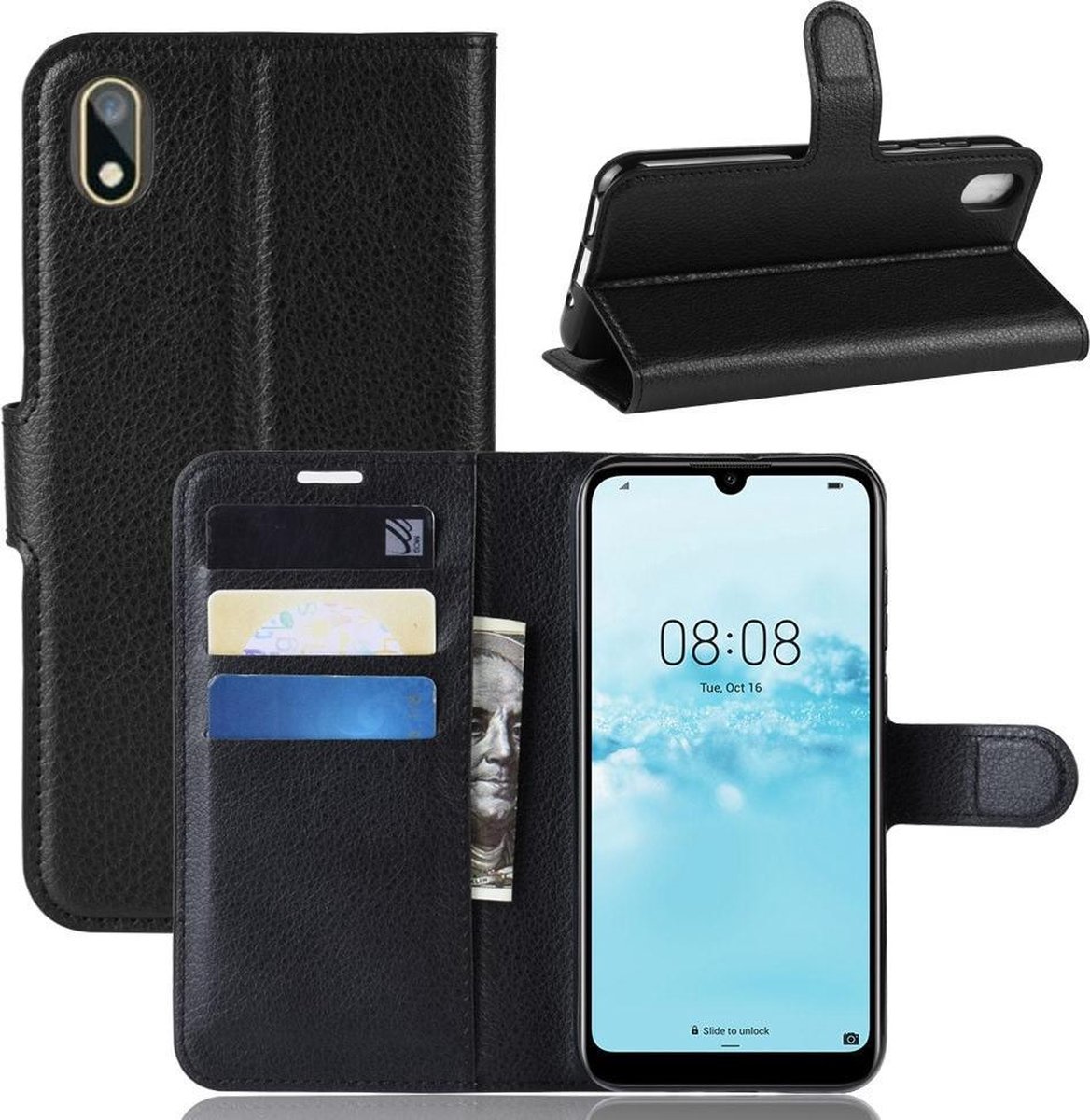Book Case - Geschikt voor Huawei Y5 (2019) Hoesje - Zwart